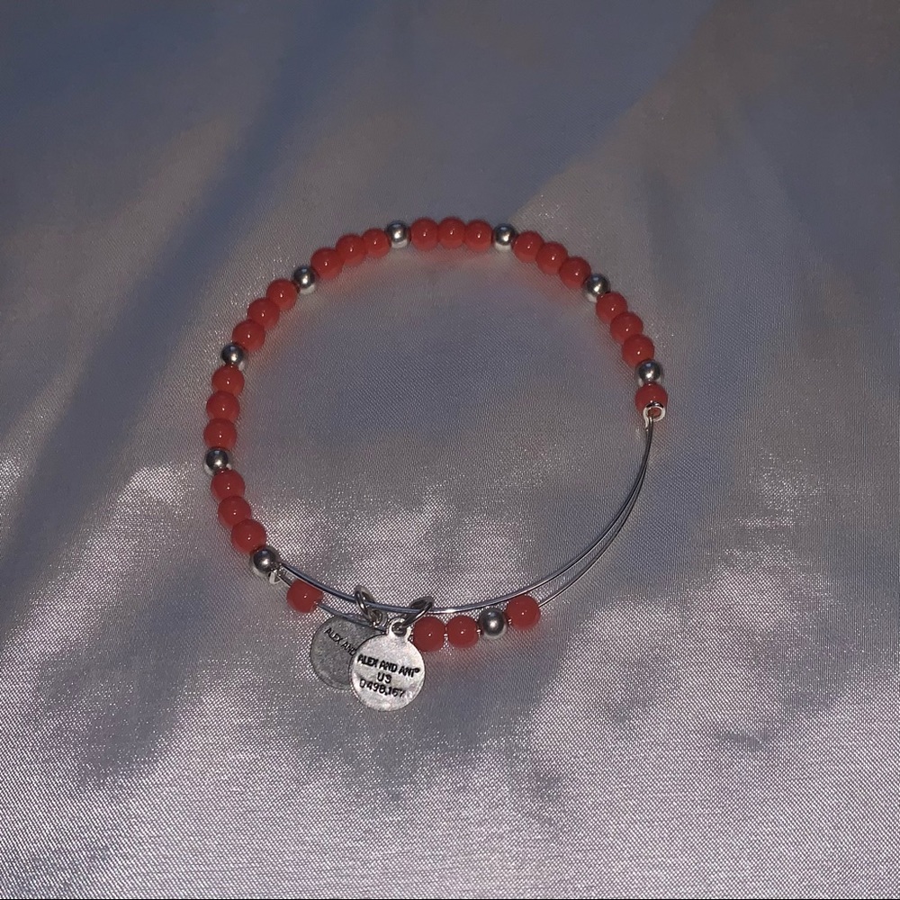 Alex and Ani orange and silver beaded bracelet